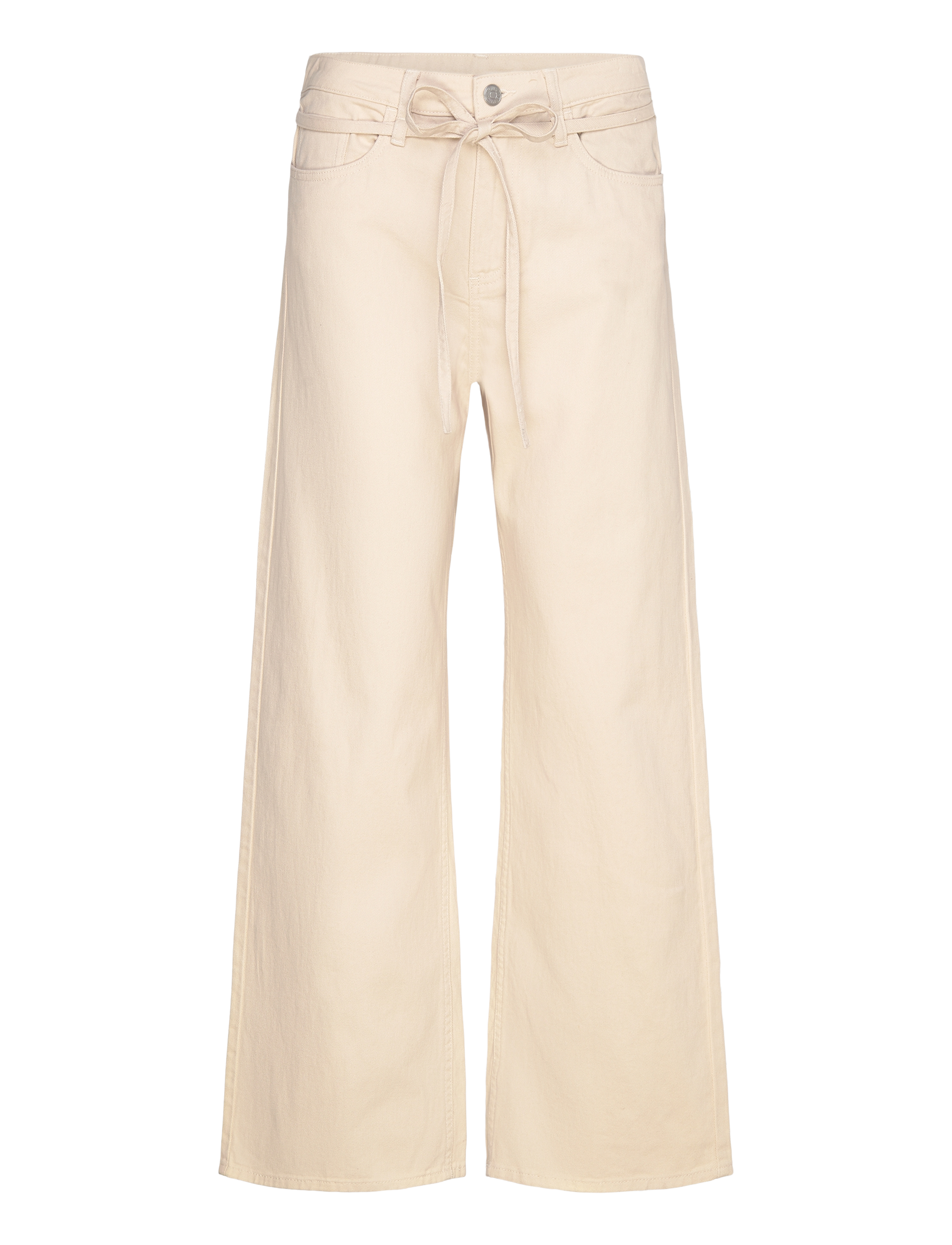 Monki Low Waisted Relaxed Twill Trousers, 38, Jeans, Creme - Wide, Frauen