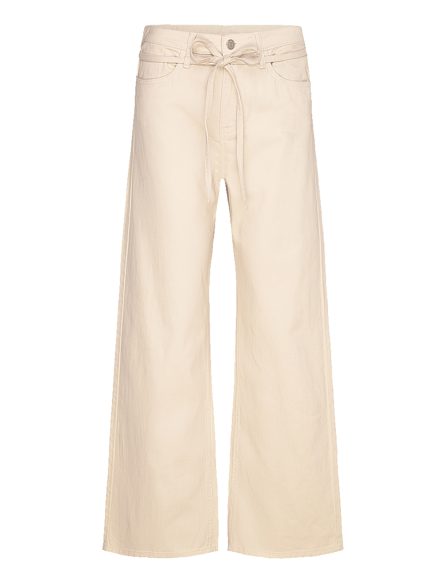 Monki - Low Waisted Relaxed Twill Trousers - brede jeans - beige dusty light - 0