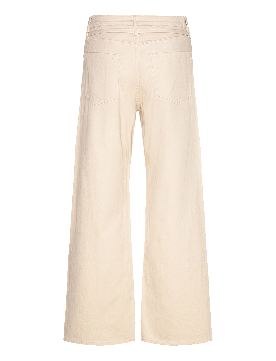 Monki - Low Waisted Relaxed Twill Trousers - brede jeans - beige dusty light - 1