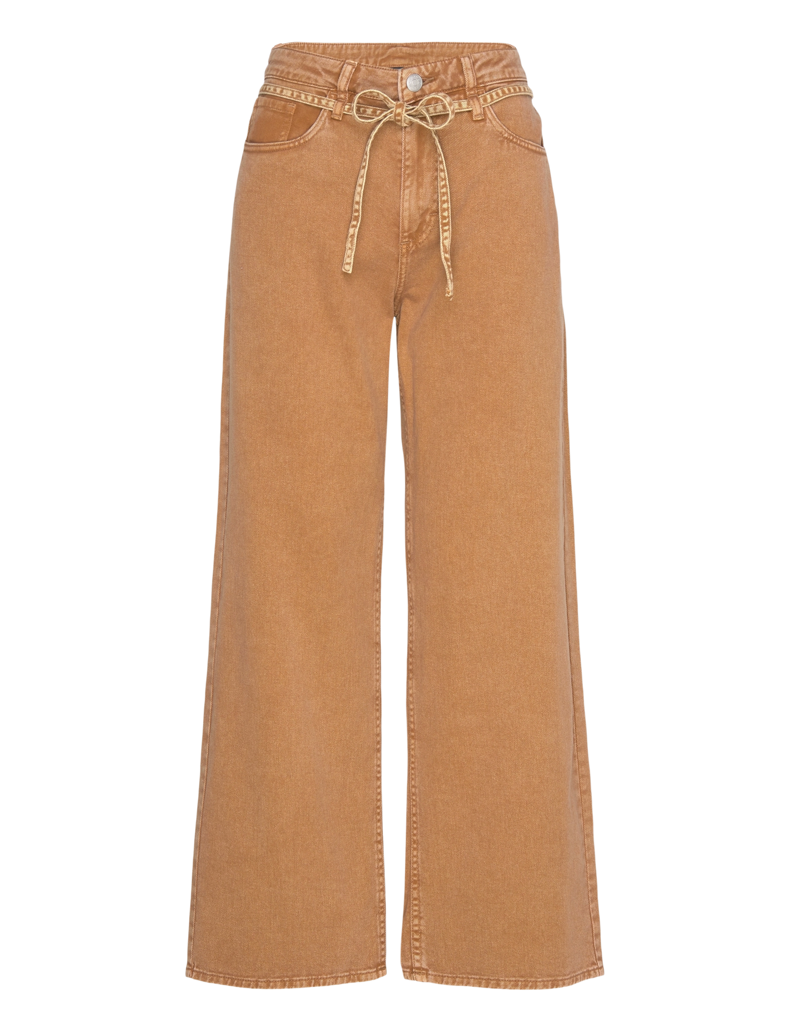 Monki Low Waisted Relaxed Twill Trousers, 36, Jeans, Braun - Wide, Frauen