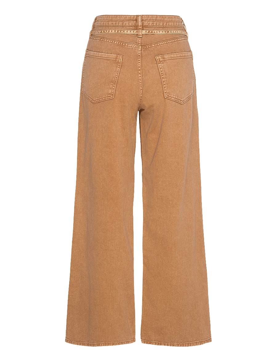 Monki - Low Waisted Relaxed Twill Trousers - brede jeans - brown medium dusty - 1