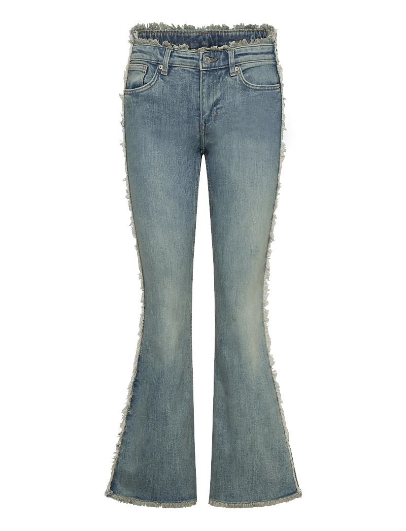 Monki - Katsumi Low Waist Patchwork Flared Jeans - schlaghosen - blue medium dusty - 0