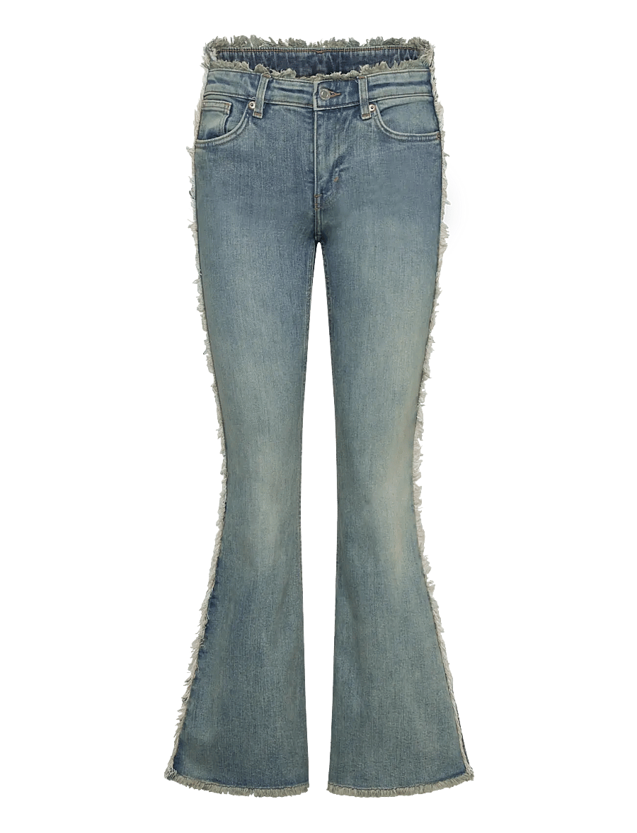 Monki - Katsumi Low Waist Patchwork Flared Jeans - schlaghosen - blue medium dusty - 0
