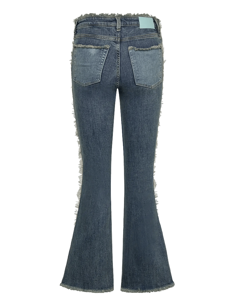Monki - Katsumi Low Waist Patchwork Flared Jeans - schlaghosen - blue medium dusty - 1