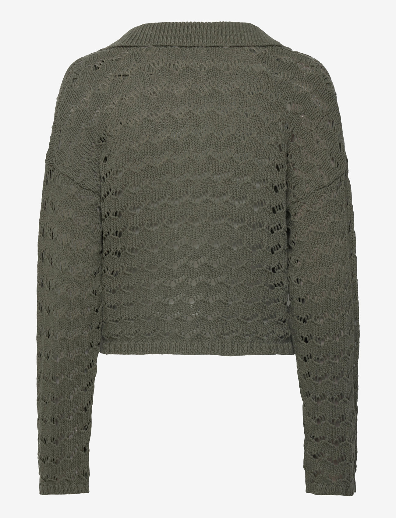 Monki - Loose Open-Knit Sweater - jumpers - khaki green dark - 1
