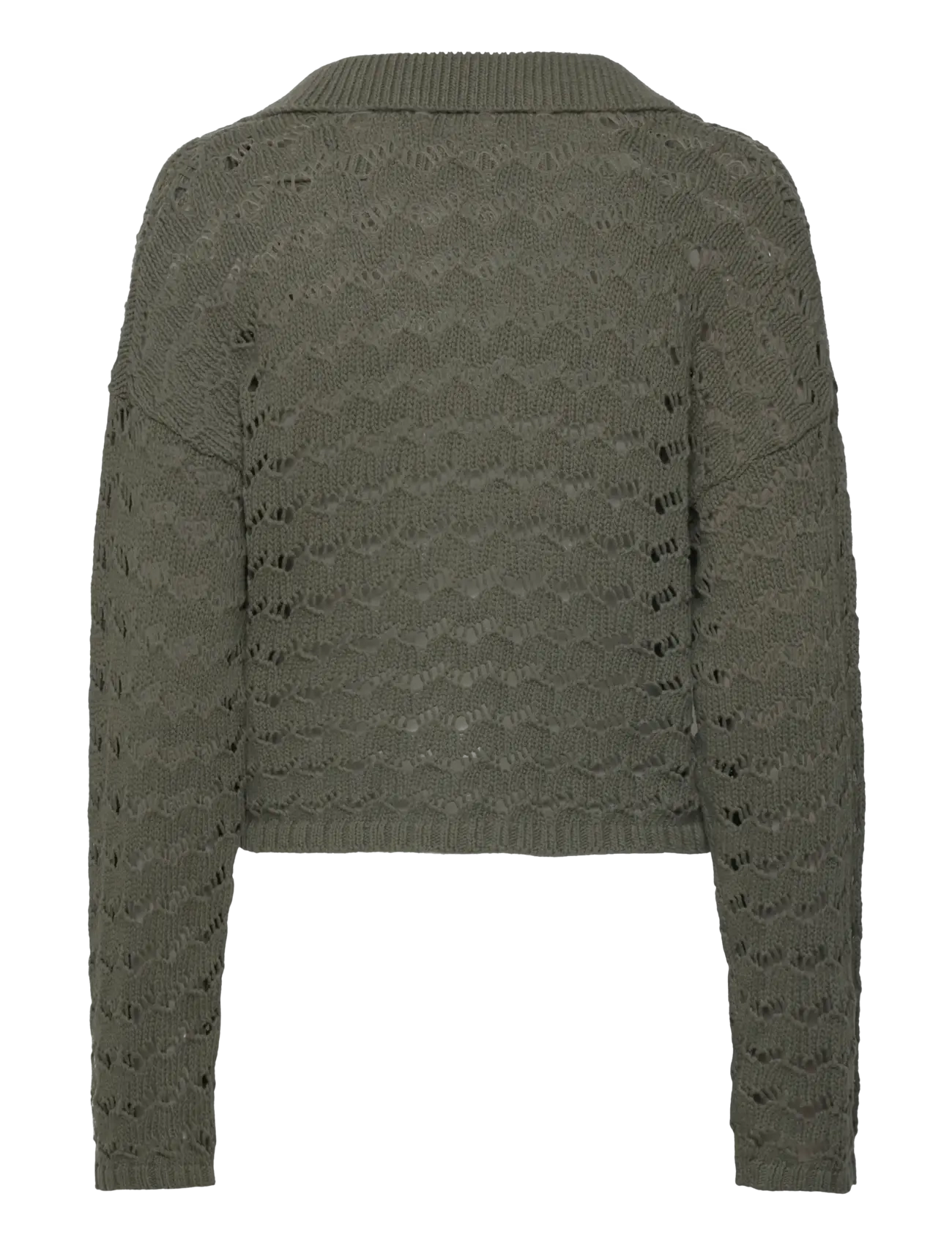 Monki - Loose Open-Knit Sweater - jumpers - khaki green dark - 1