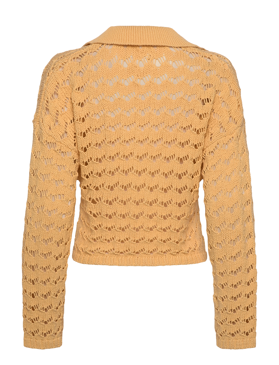 Monki - Loose Open-Knit Sweater - striktrøjer - yellow medium - 1