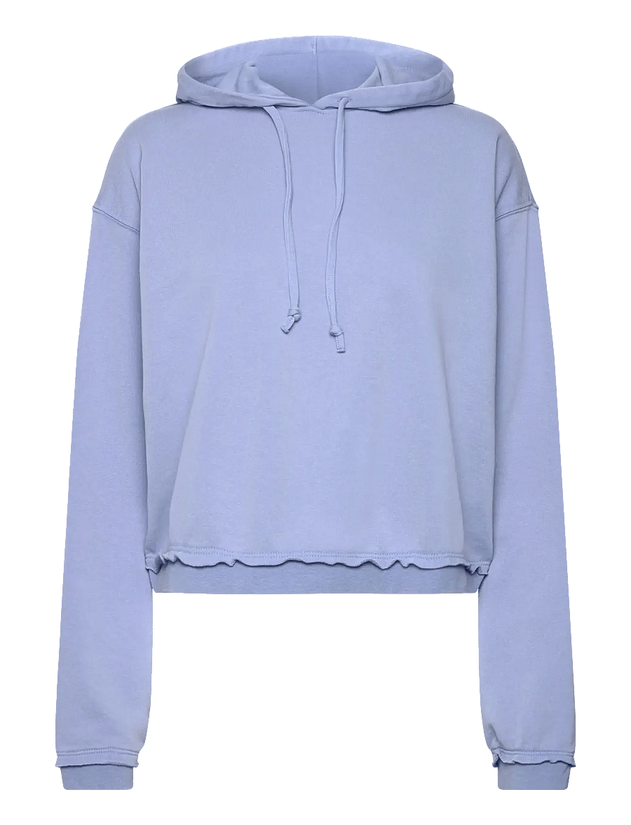 Monki - Cropped Terry Pyjama Hoodie - hættetrøjer - blue medium - 0