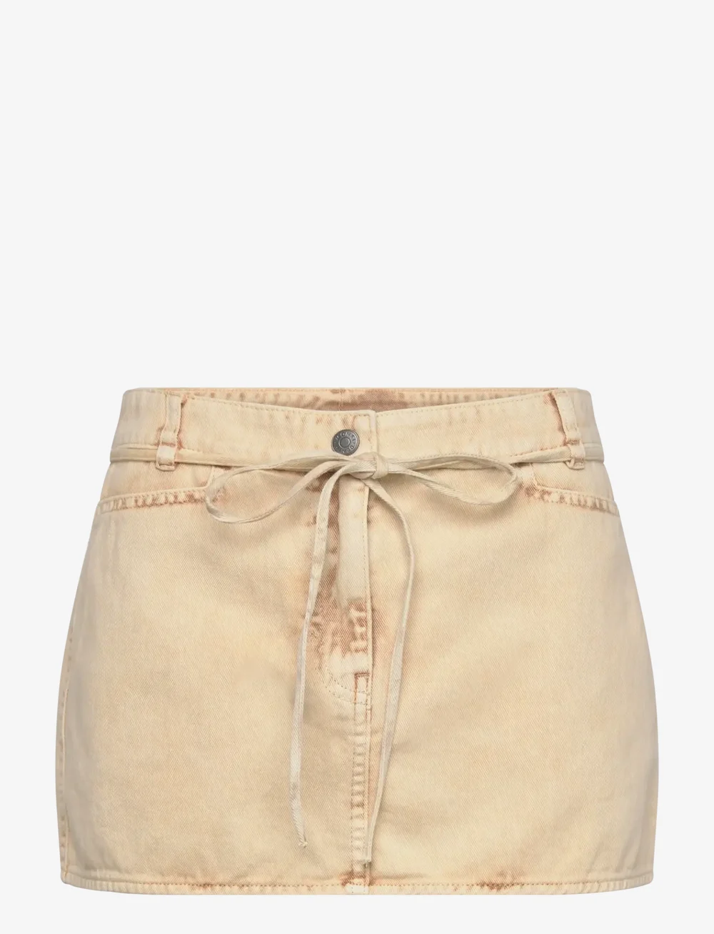 Monki - Low Waisted Denim Mini Skirt - miniseelikud - white dusty light - 0