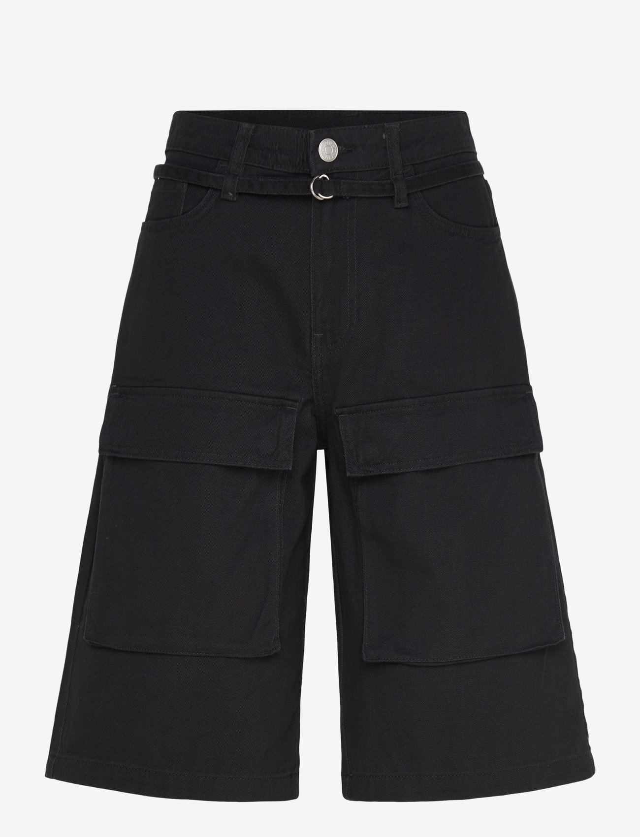 Monki - Low Rise Cargo Cotton Twill Jorts - casual shorts - black dark - 0