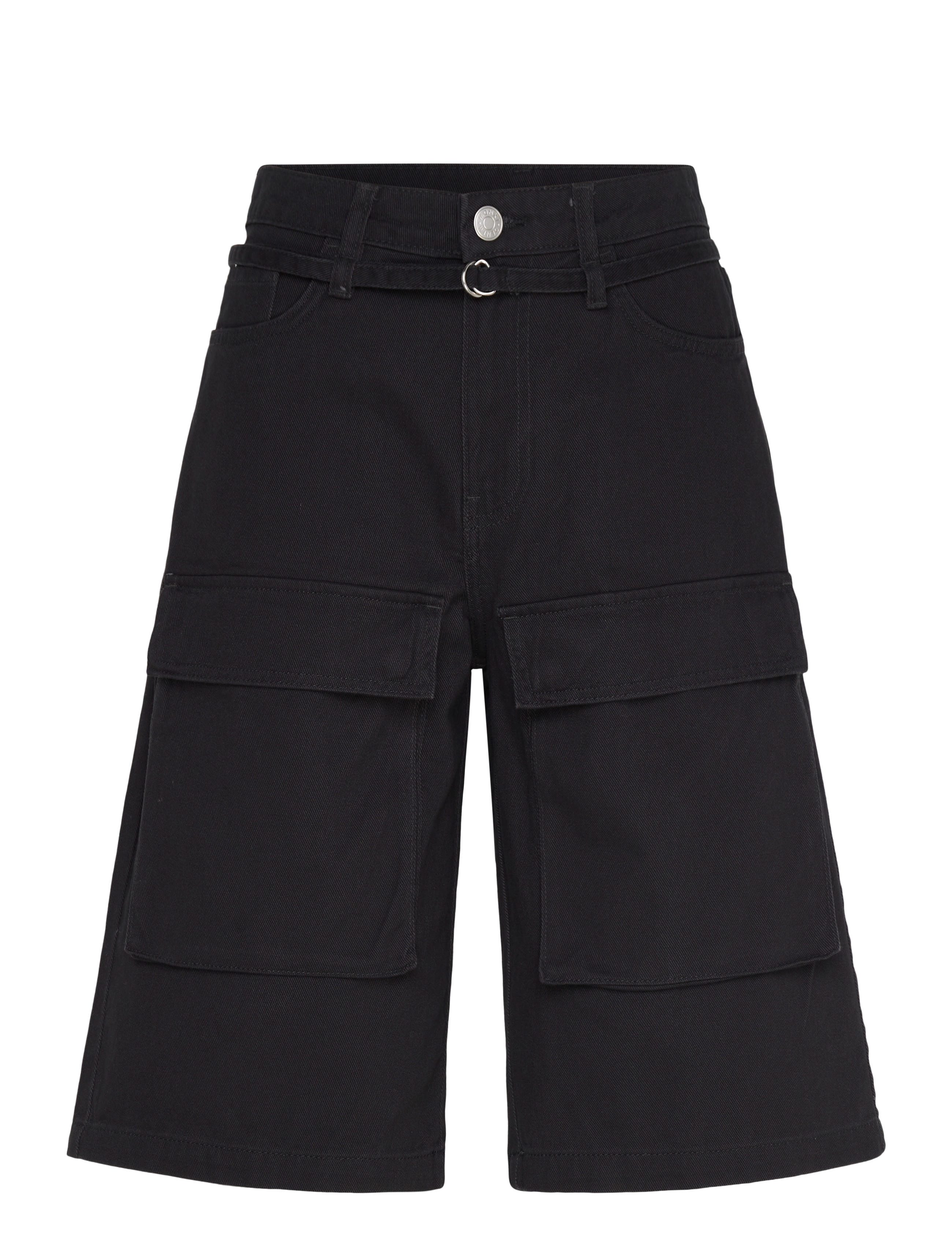 Monki Low Rise Cargo Cotton Twill Jorts - Lühikesed püksid - BLACK DARK / black