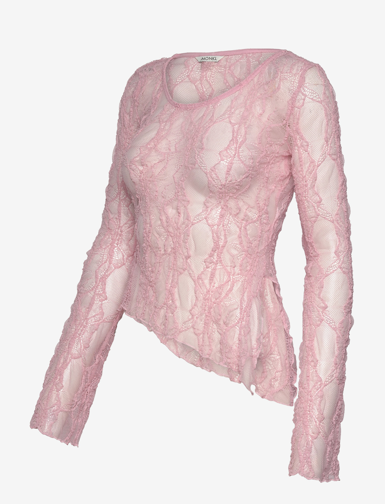 Monki - Lace LS top - långärmade toppar - pink medium dusty - 2