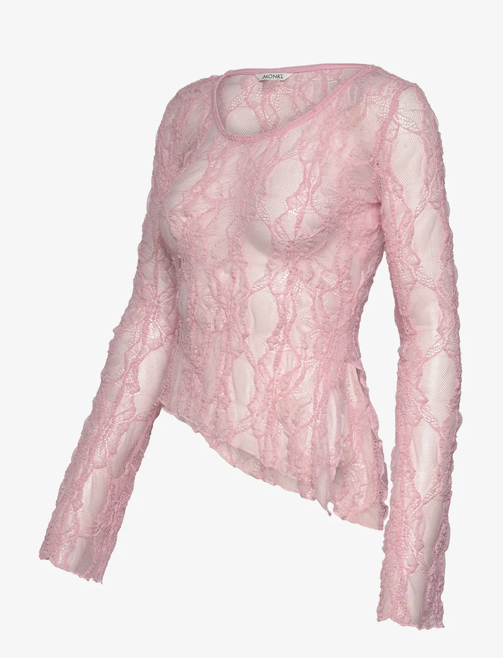 Monki - Lace LS top - langärmlige tops - pink medium dusty - 2