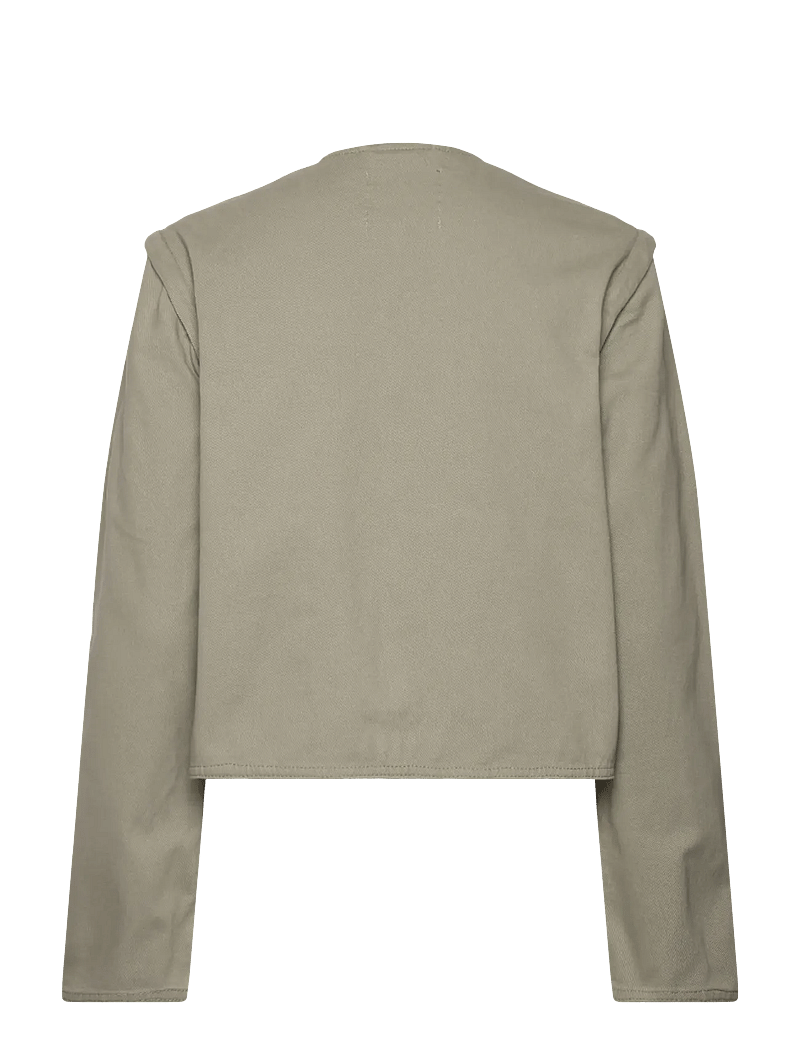 Monki - Detachable Sleeve Cotton Jacket - frühlingsjacken - khaki green medium dusty - 1