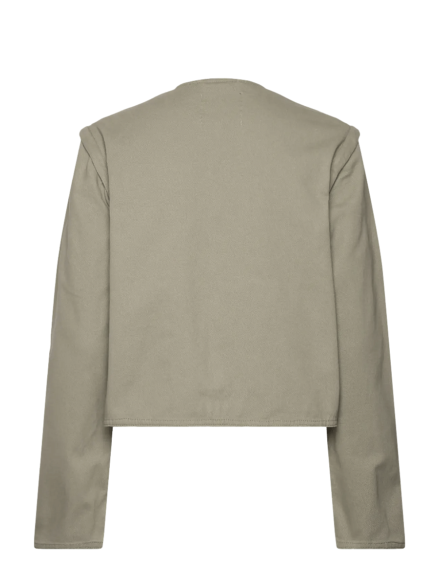 Monki - Detachable Sleeve Cotton Jacket - frühlingsjacken - khaki green medium dusty - 1