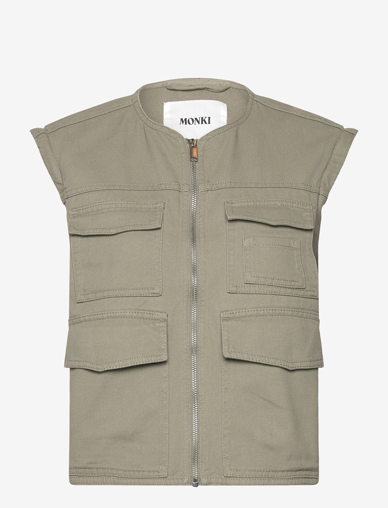 Monki - Detachable Sleeve Cotton Jacket - frühlingsjacken - khaki green medium dusty - 2