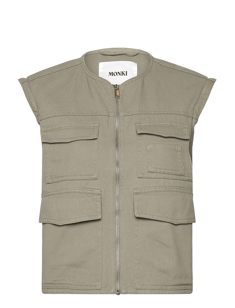 Monki - Detachable Sleeve Cotton Jacket - frühlingsjacken - khaki green medium dusty - 2