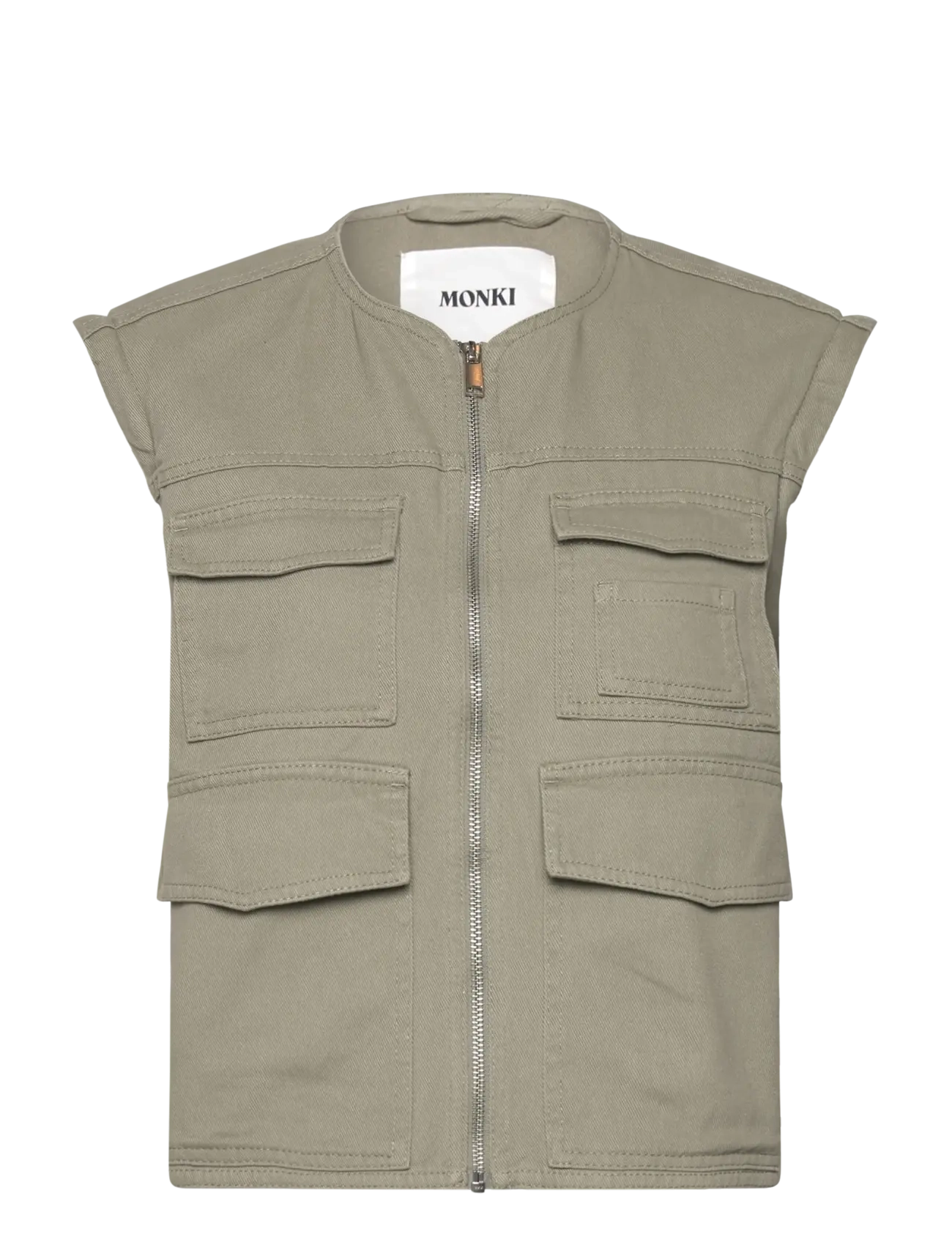 Monki - Detachable Sleeve Cotton Jacket - frühlingsjacken - khaki green medium dusty - 2