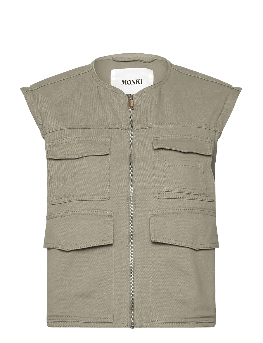 Monki - Detachable Sleeve Cotton Jacket - frühlingsjacken - khaki green medium dusty - 2