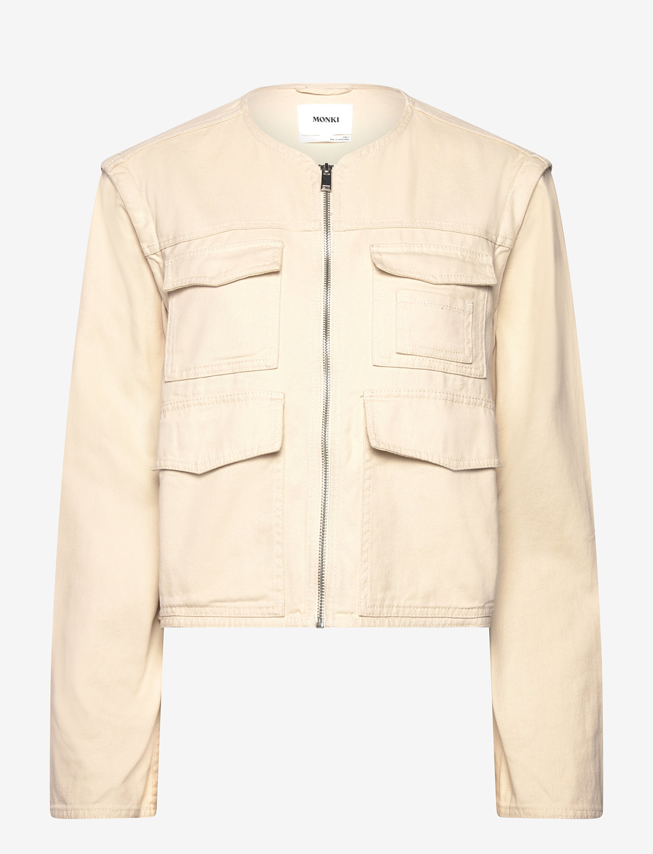 Monki - Detachable Sleeve Cotton Jacket - höstjackor - beige dusty light - 0