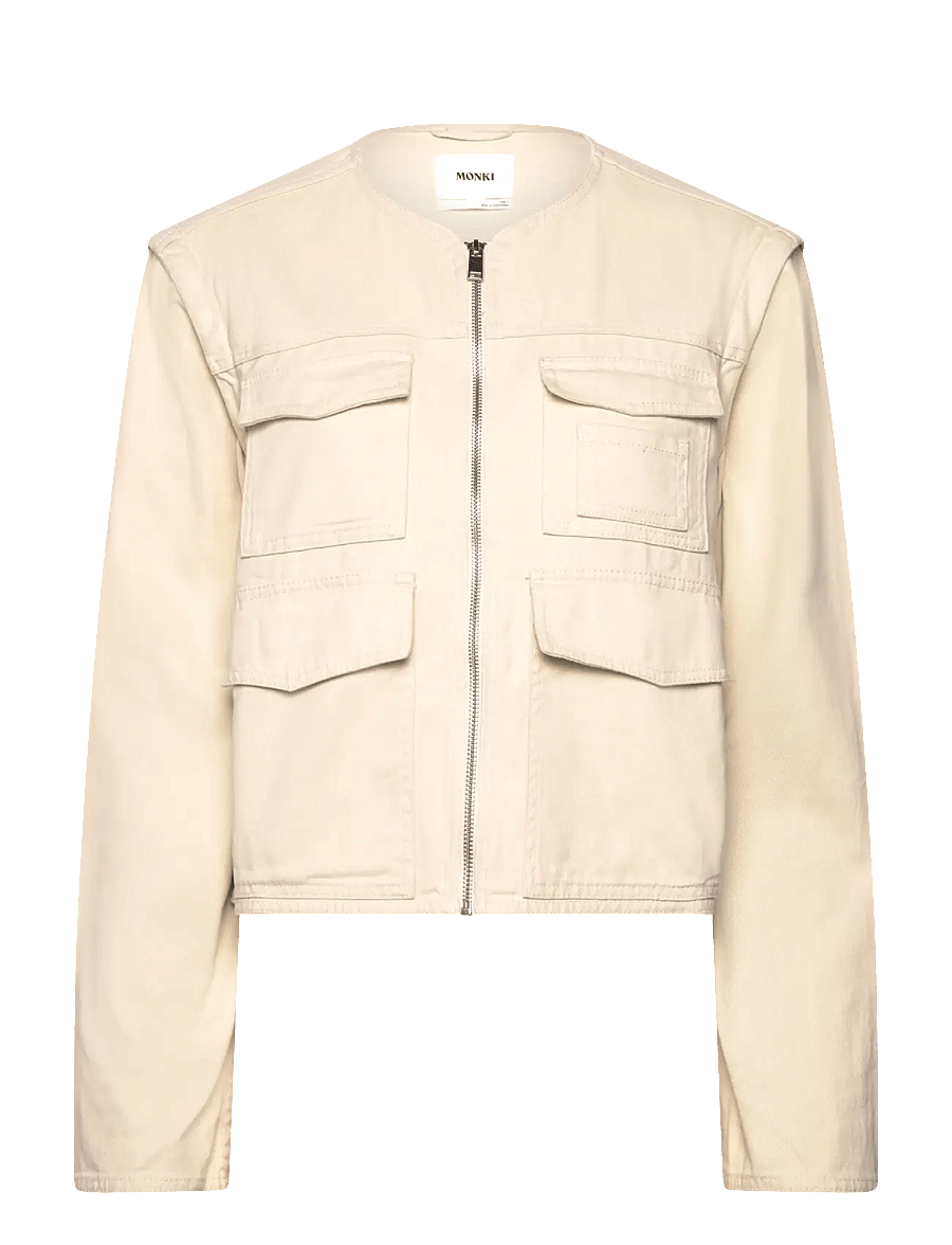 Monki - Detachable Sleeve Cotton Jacket - kevadjoped - beige dusty light - 0