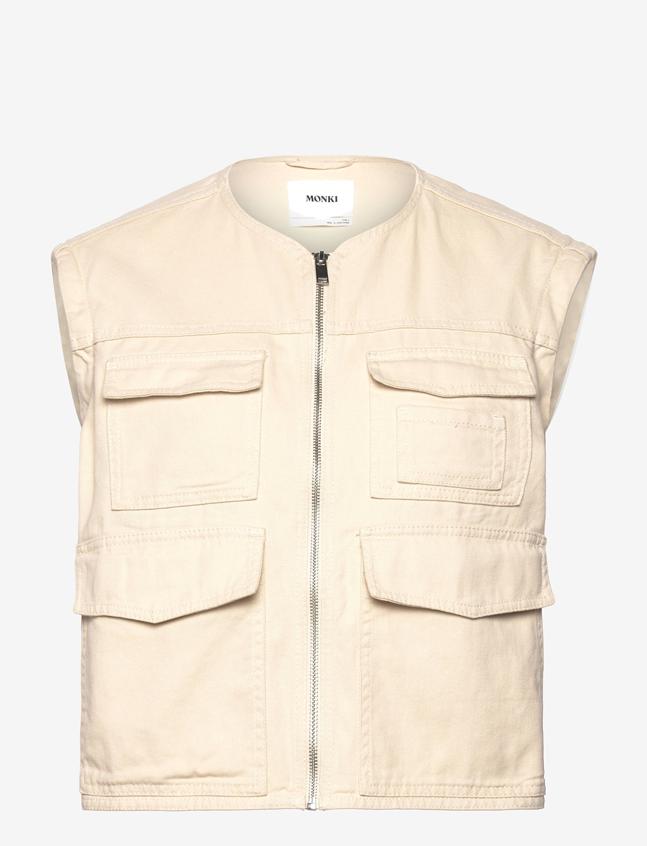 Monki - Detachable Sleeve Cotton Jacket - höstjackor - beige dusty light - 2