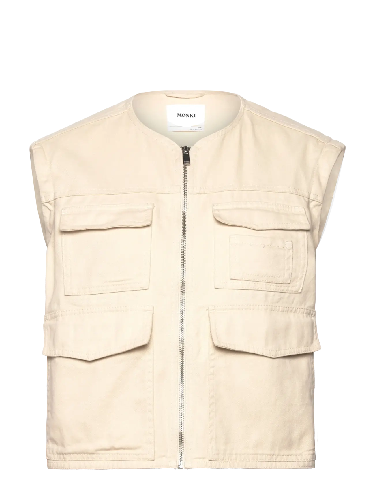 Monki - Detachable Sleeve Cotton Jacket - kevadjoped - beige dusty light - 2