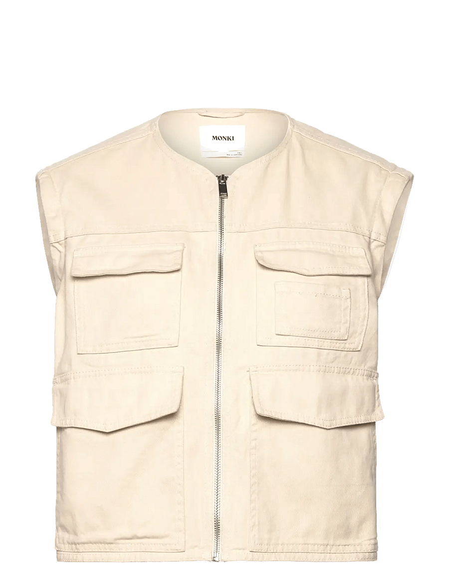 Monki - Detachable Sleeve Cotton Jacket - kevadjoped - beige dusty light - 2