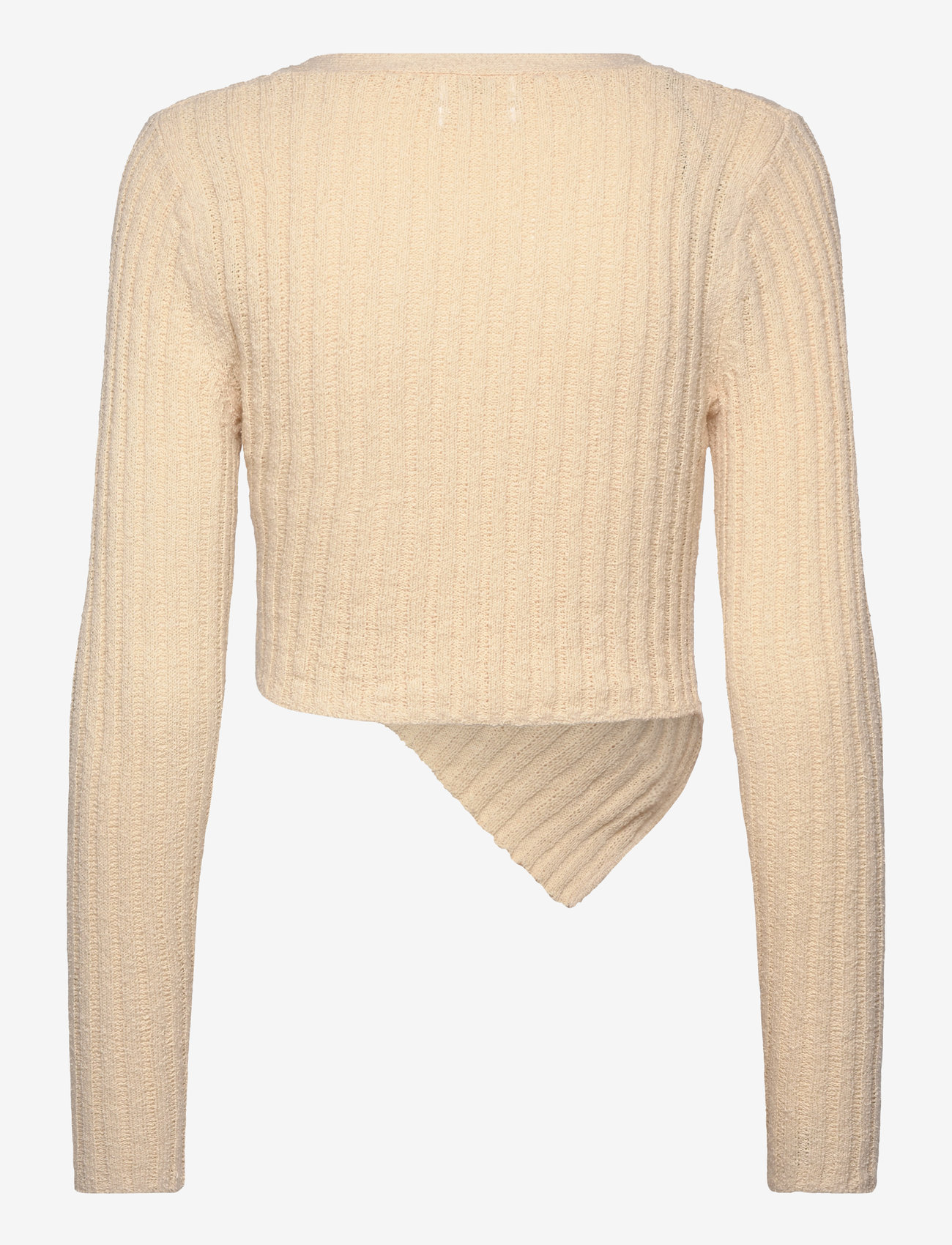 Monki - Knitted Wrap-shaped Asymmetric V-neck Sweater - stickade tröjor - beige dusty light - 1
