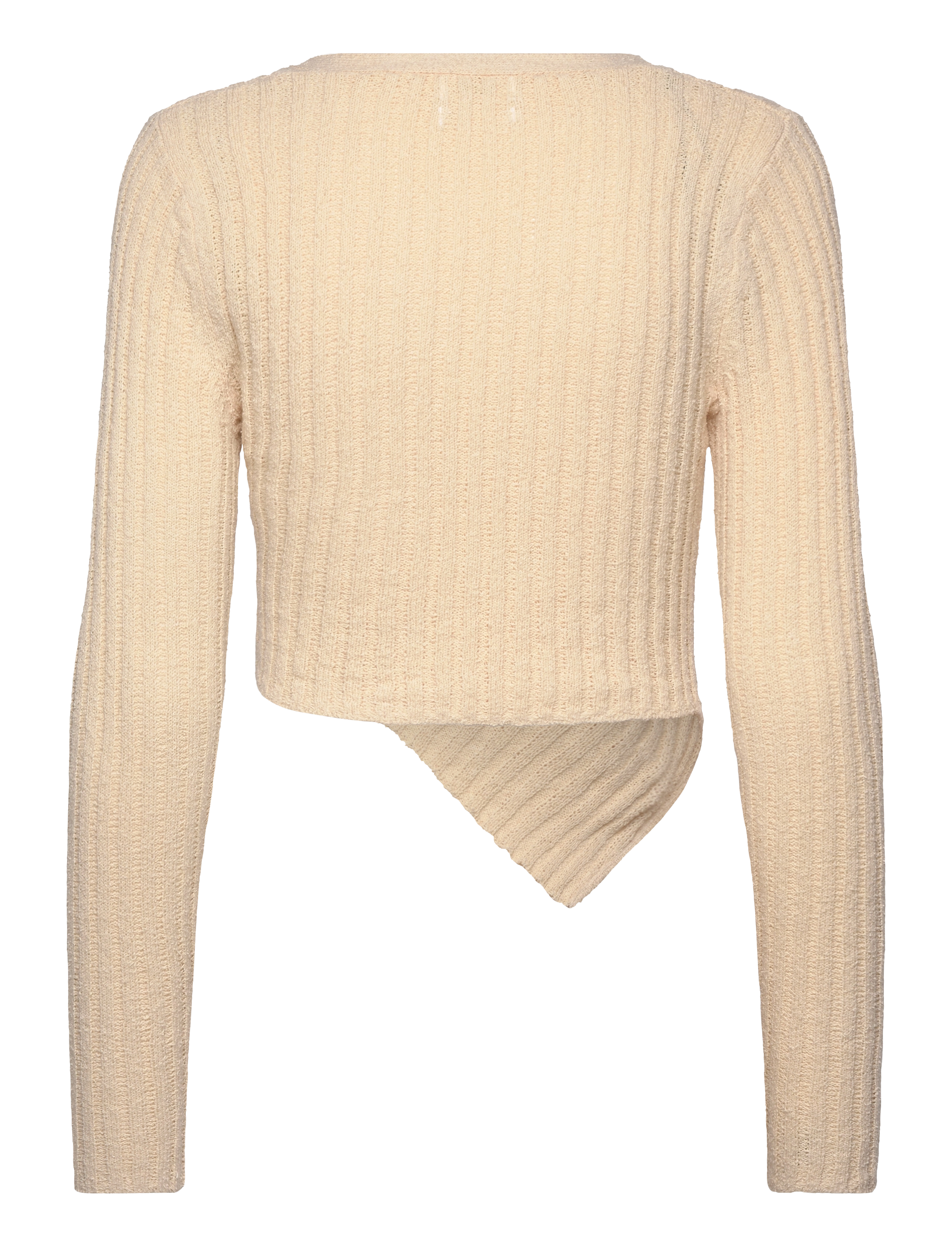 Monki - Knitted Wrap-shaped Asymmetric V-neck Sweater - neulepuserot - beige dusty light - 1