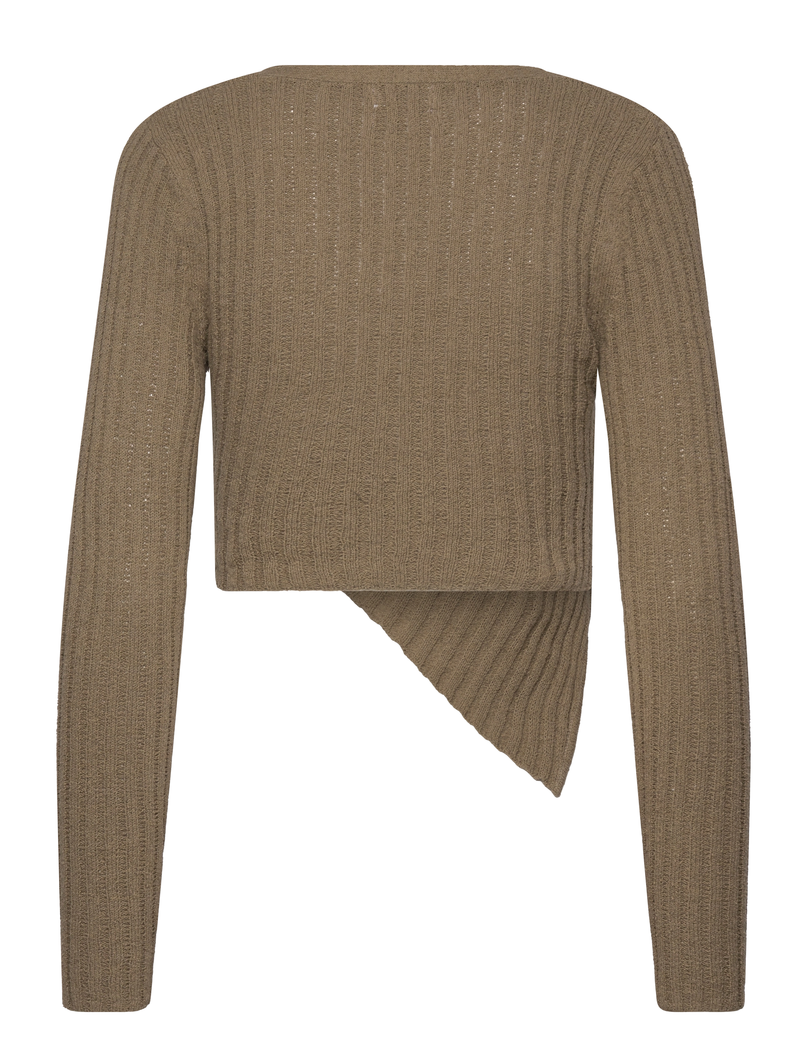 Monki - Knitted Wrap-shaped Asymmetric V-neck Sweater - stickade tröjor - khaki green dark - 1