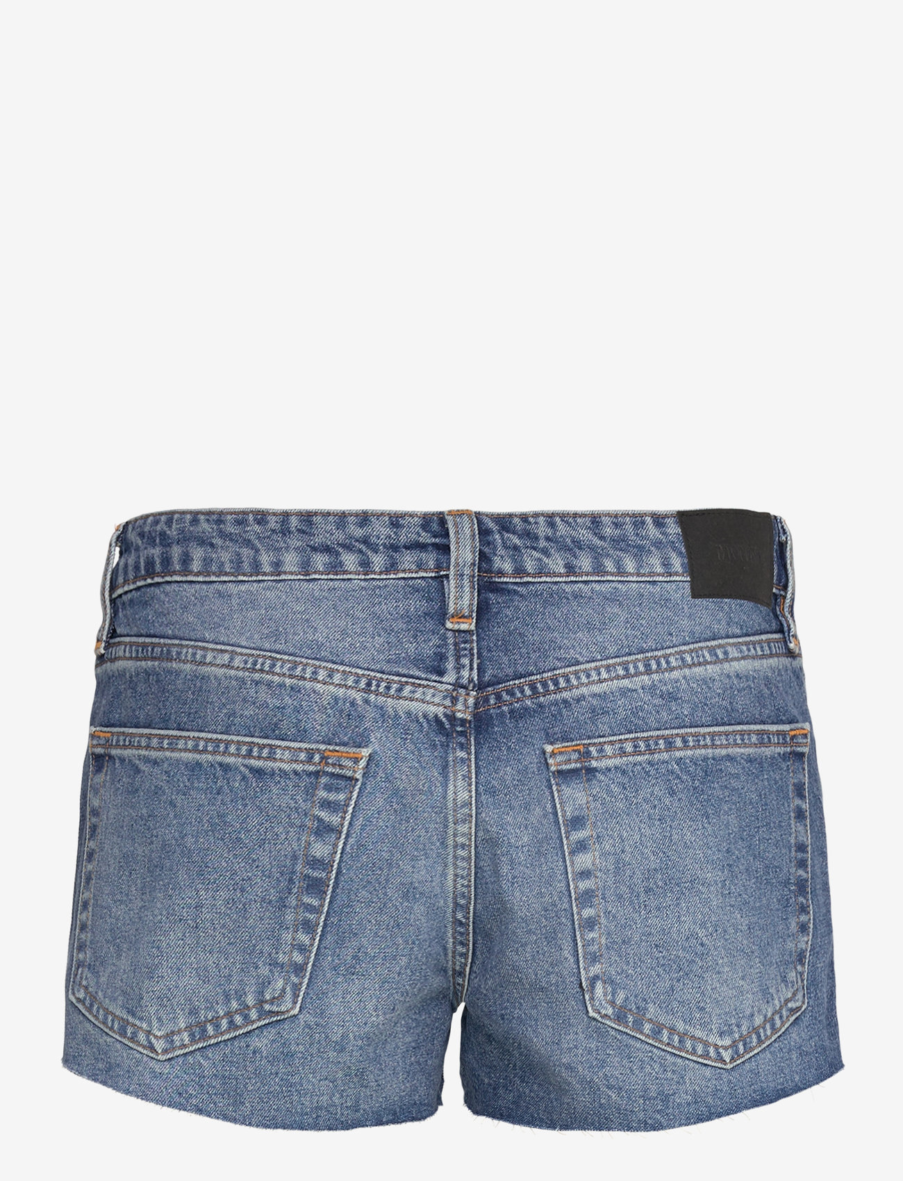 Monki - Low Rise Raw Hem Mini Denim Shorts - jorts - blue medium dusty - 1