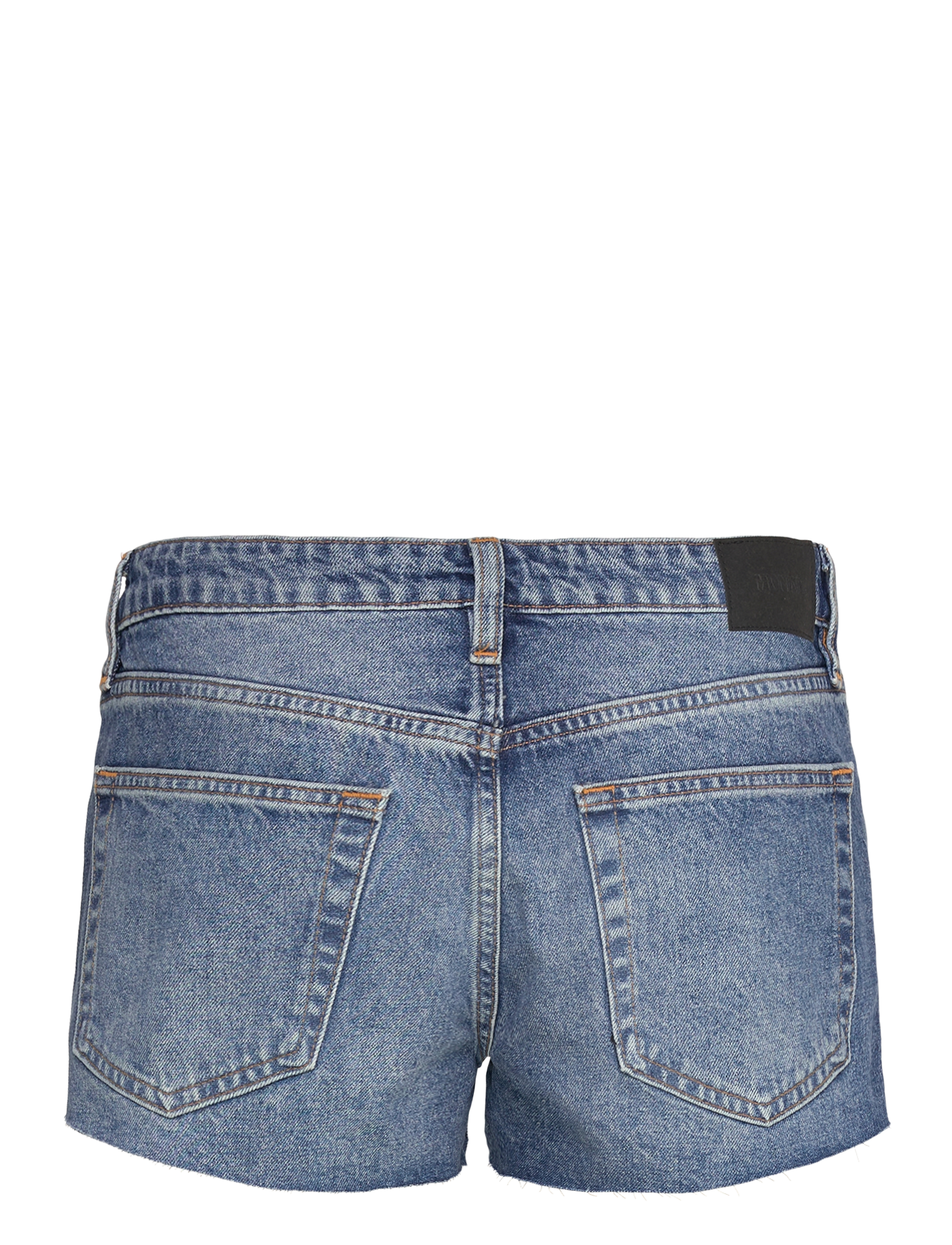 Monki - Low Rise Raw Hem Mini Denim Shorts - jorts - blue medium dusty - 1