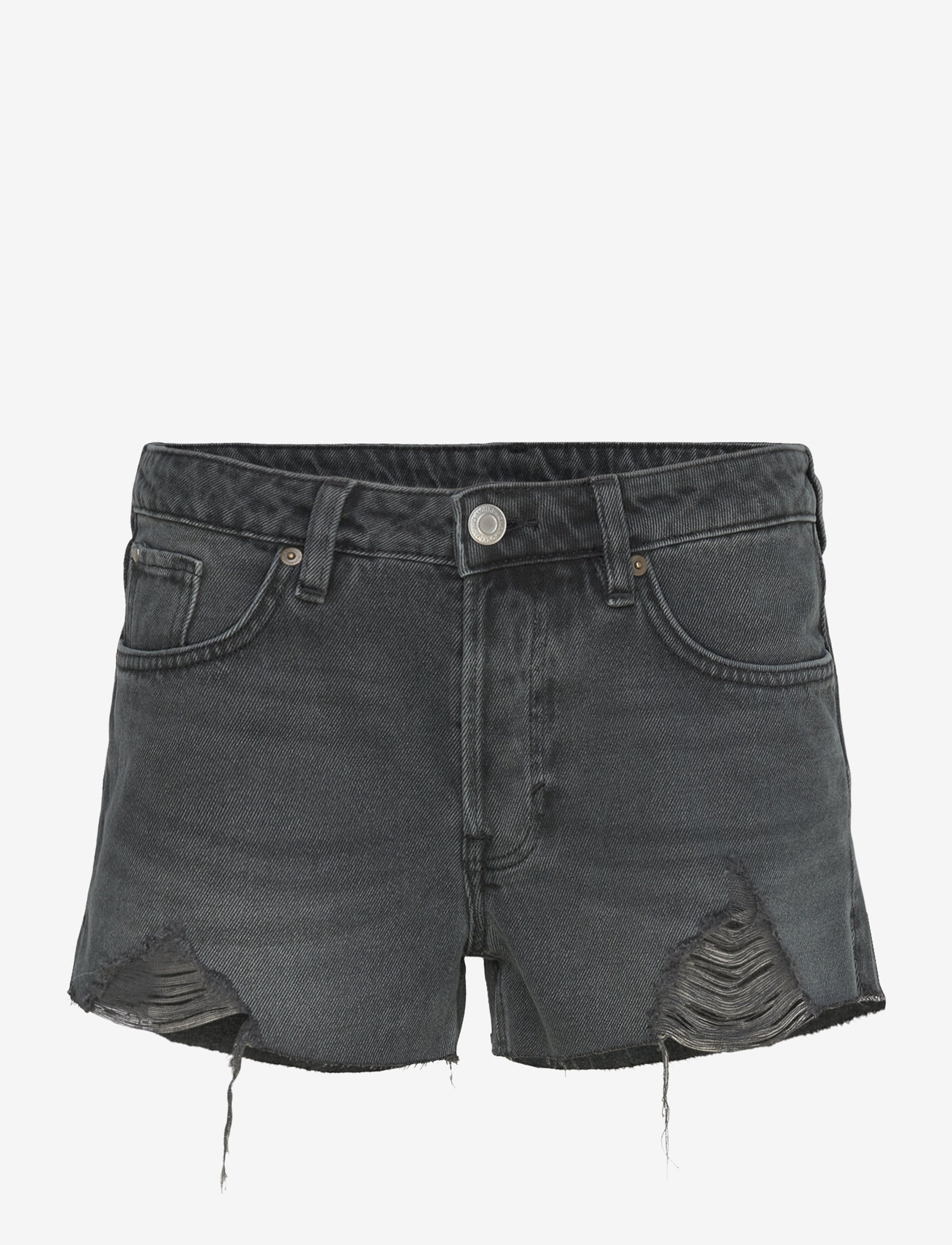 Monki - Low Rise Raw Hem Mini Denim Shorts - jeansshorts - smokey blue - 0