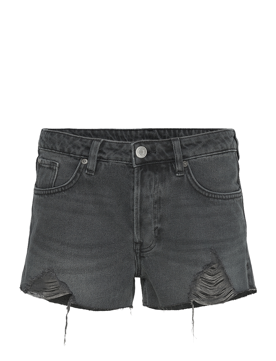Monki - Low Rise Raw Hem Mini Denim Shorts - džinsa šorti - smokey blue - 0