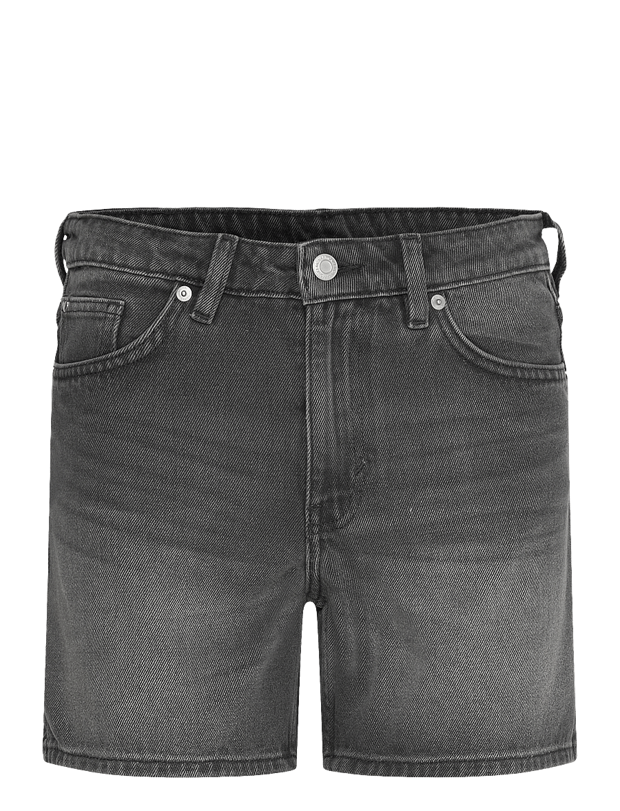Monki - Aimo Mid-Rise Straight Leg Denim Shorts - jeansshorts - black dark - 0