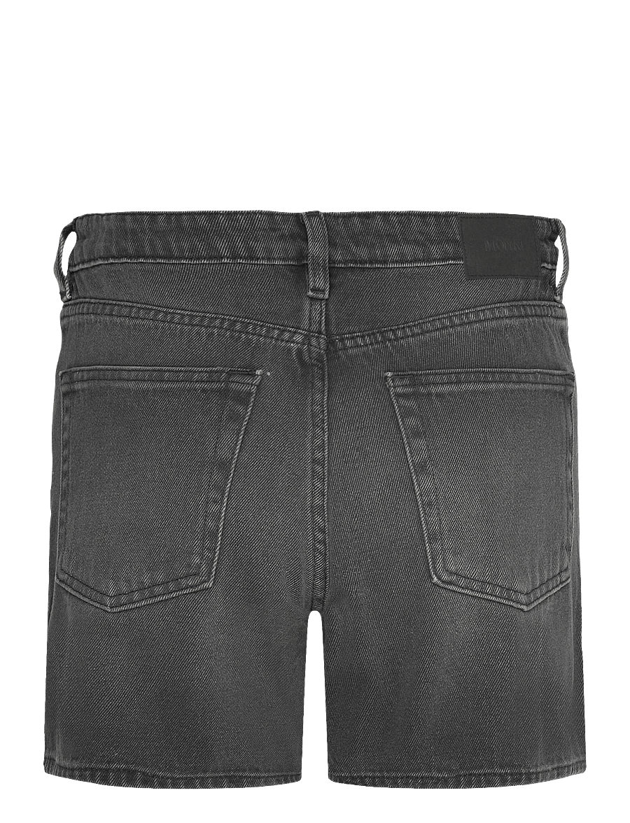 Monki - Aimo Mid-Rise Straight Leg Denim Shorts - jeansshorts - black dark - 1