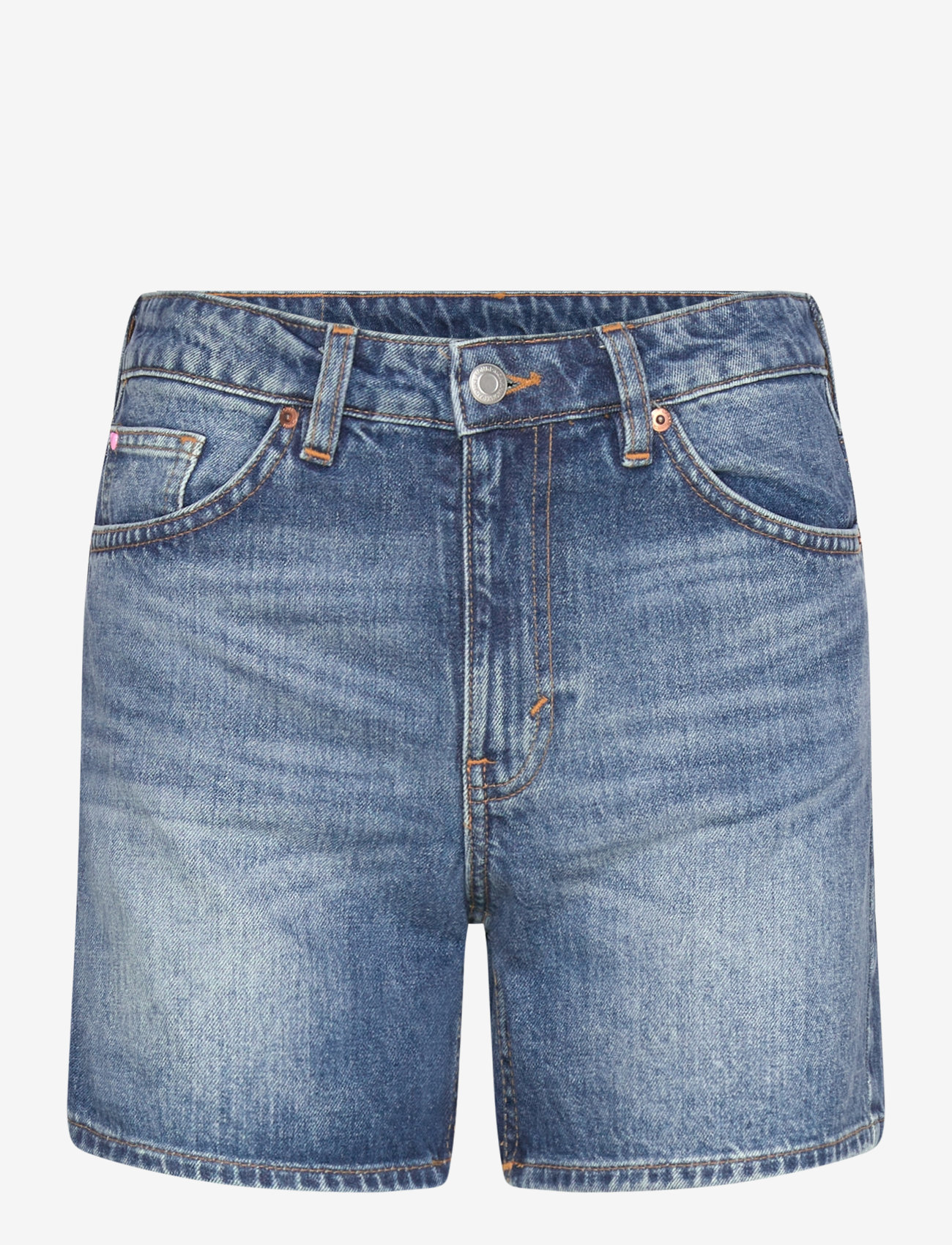 Monki - Aimo Mid-Rise Straight Leg Denim Shorts - jeansshorts - blue medium dusty - 0