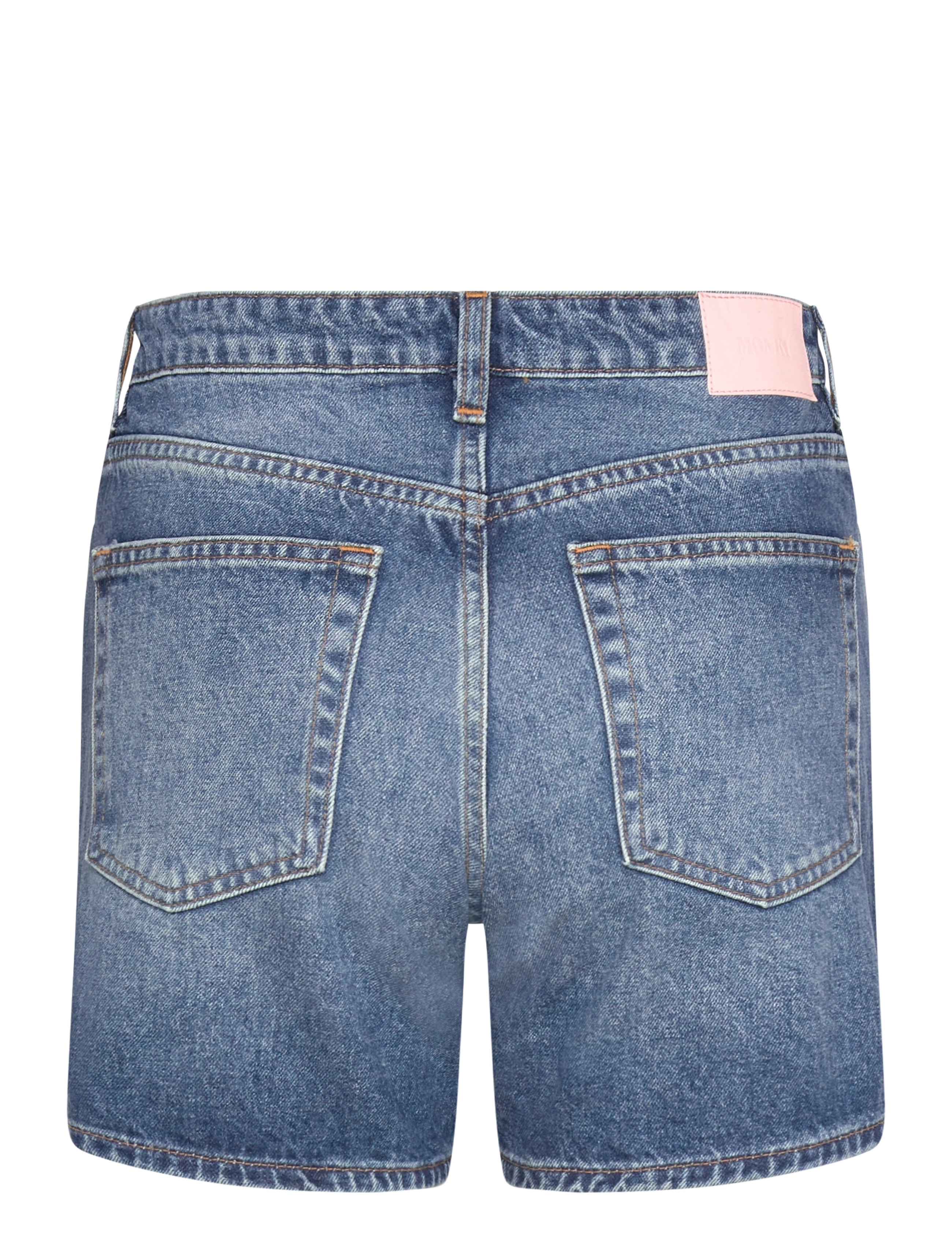 Monki - Aimo Mid-Rise Straight Leg Denim Shorts - jeansshorts - blue medium dusty - 1