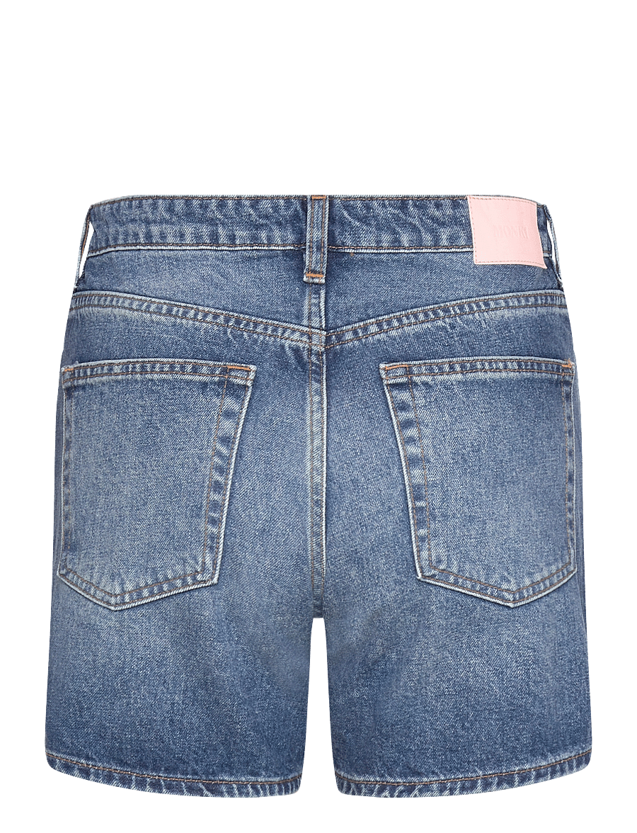 Monki - Aimo Mid-Rise Straight Leg Denim Shorts - korte jeansbroeken - blue medium dusty - 1