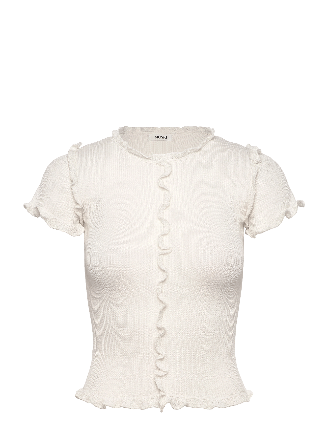 Monki - Frill-Edge Ribbed Knitted Top