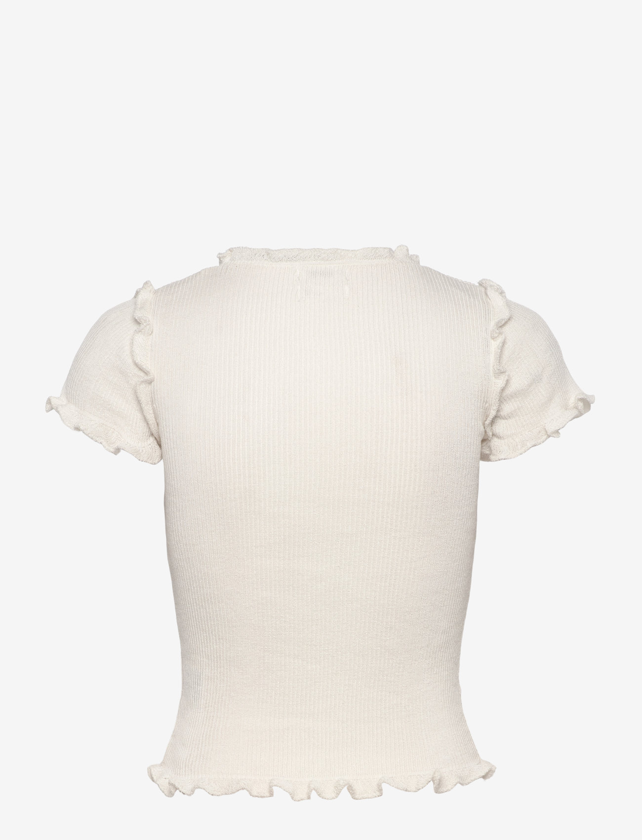 Monki - Frill-Edge Ribbed Knitted Top - t-shirts - white light - 1