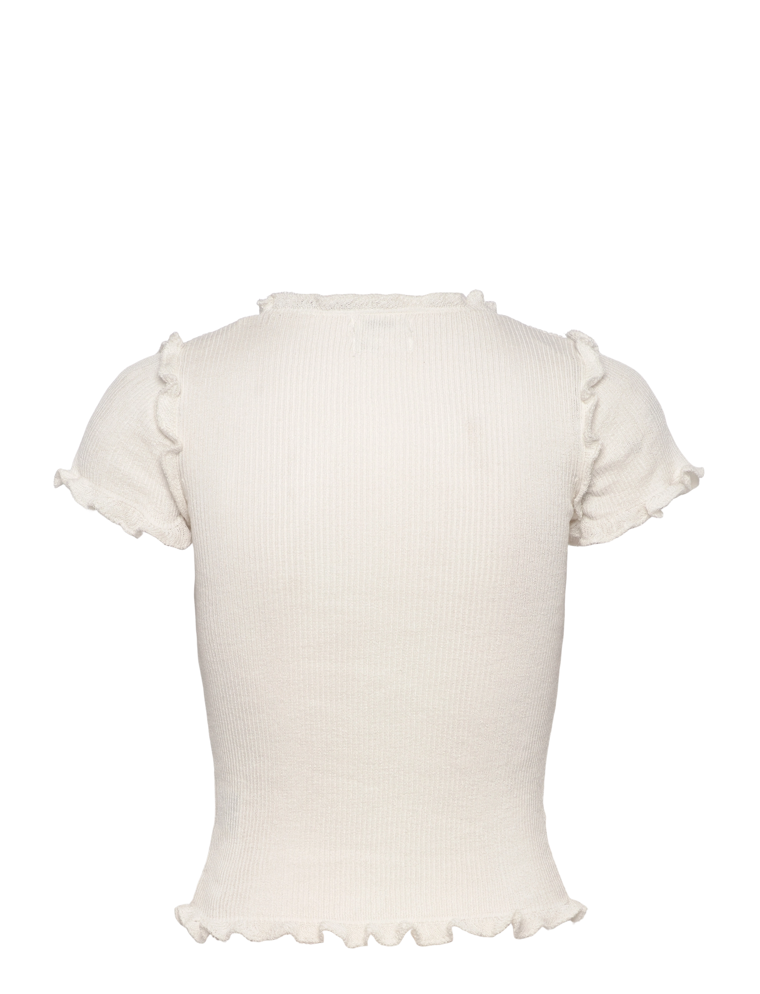 Monki - Frill-Edge Ribbed Knitted Top - t-shirty - white light - 1