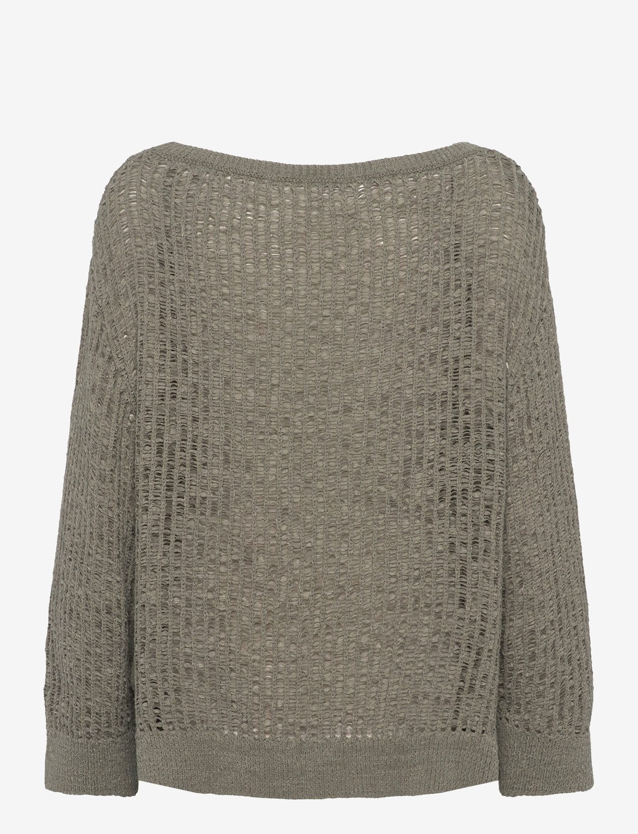 Monki - Loose Open-Knit Side Slit Sweater - stickade tröjor - khaki green medium dusty - 1