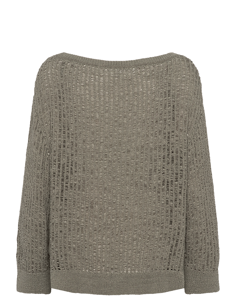 Monki - Loose Open-Knit Side Slit Sweater - pullover - khaki green medium dusty - 1