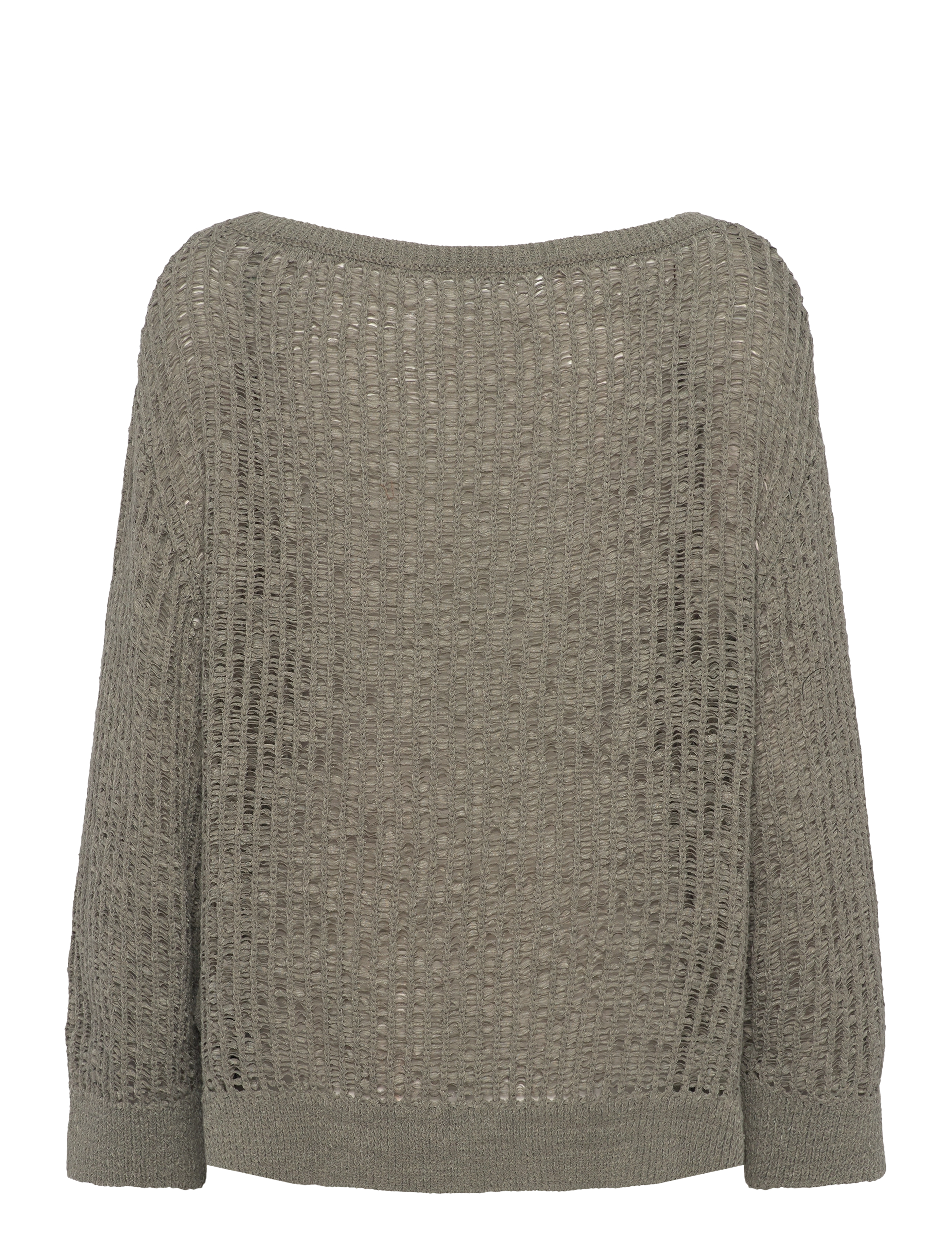 Monki - Loose Open-Knit Side Slit Sweater - jumpers - khaki green medium dusty - 1