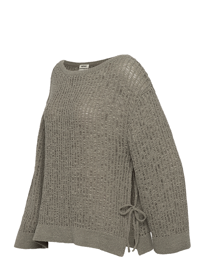 Monki - Loose Open-Knit Side Slit Sweater - pullover - khaki green medium dusty - 2