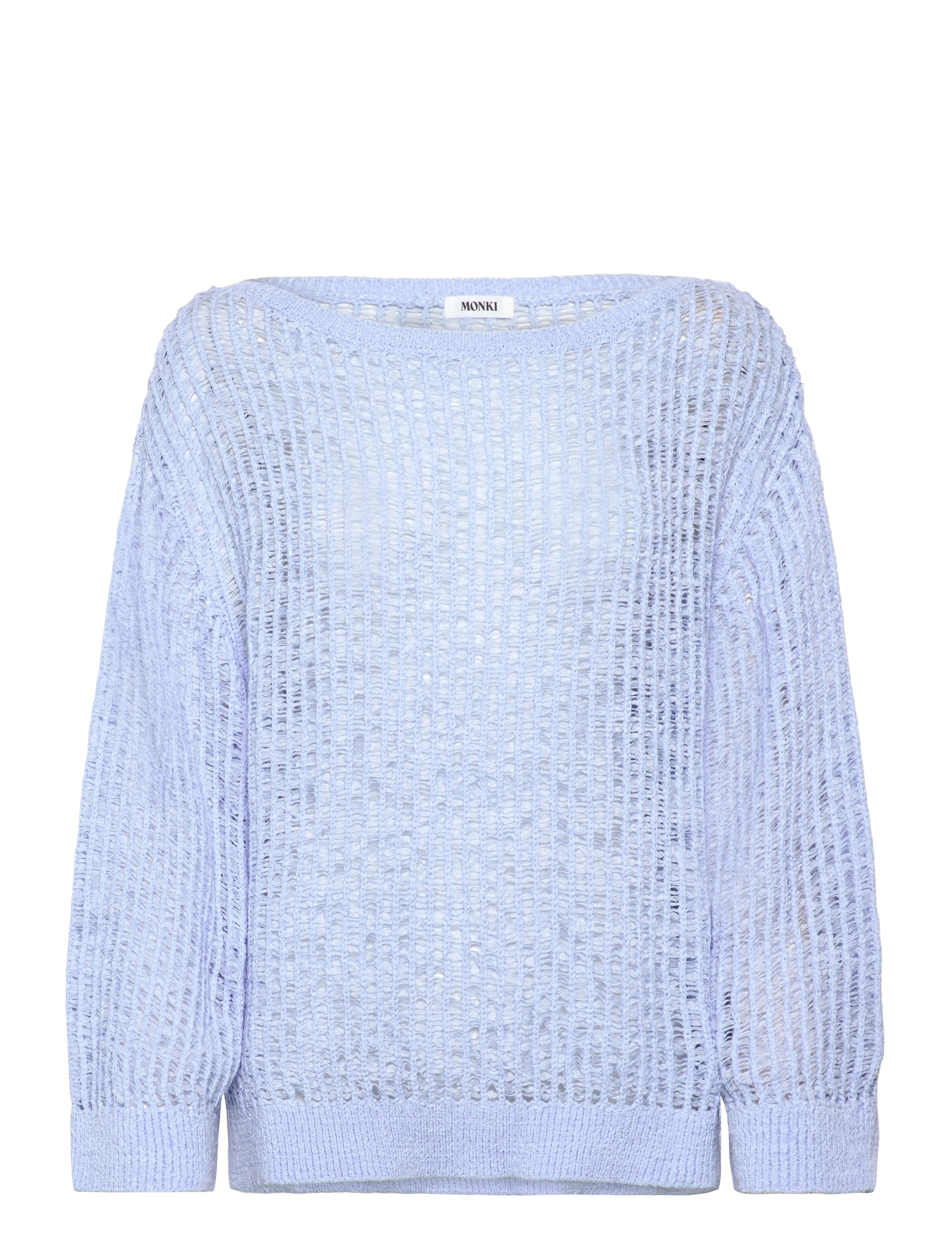 Monki Loose Open-Knit Side Slit Sweater, Kvinder, Løs Åbenstrikket Sweater, Blå, Str: S