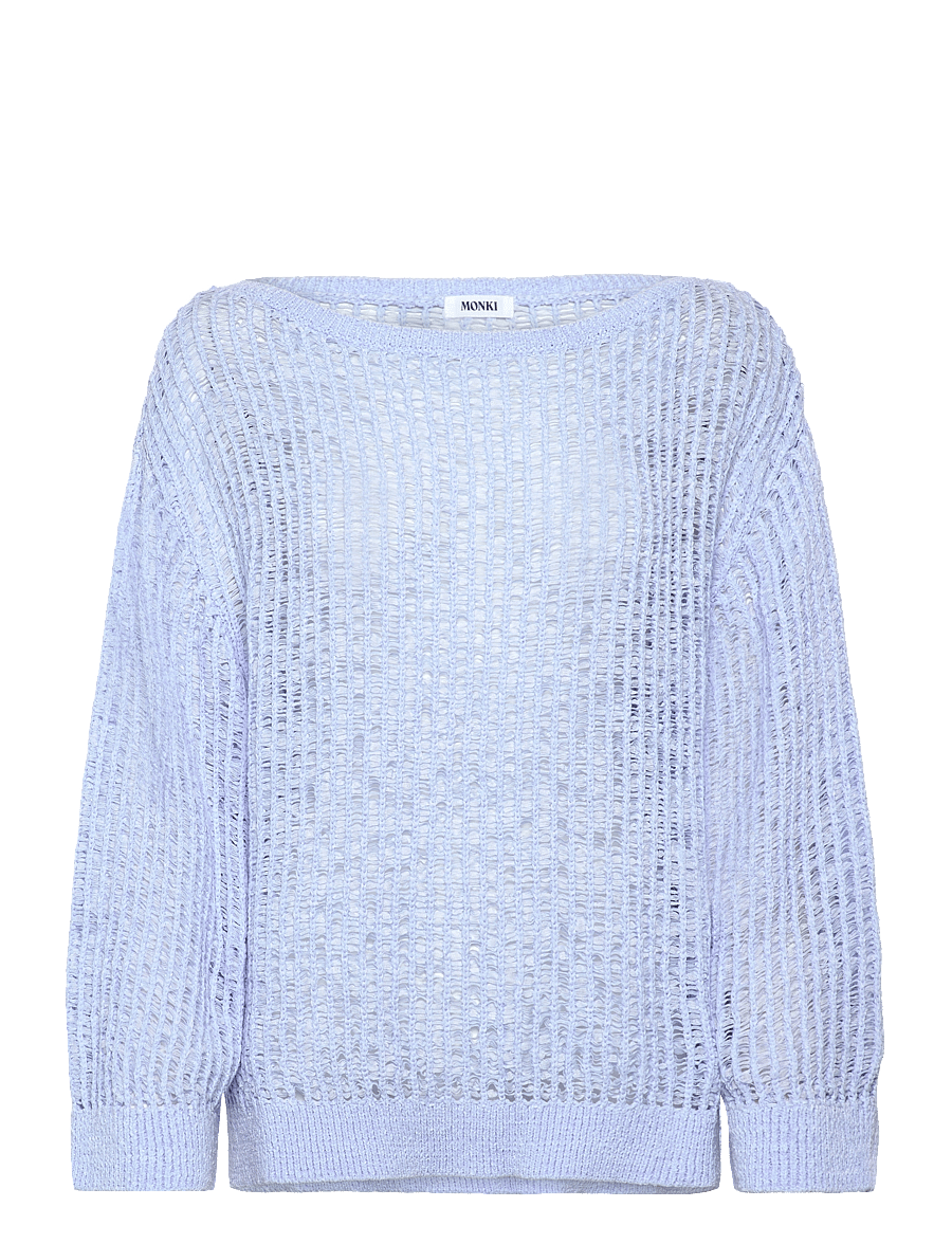 Monki - Loose Open-Knit Side Slit Sweater - pullover - blue light - 0