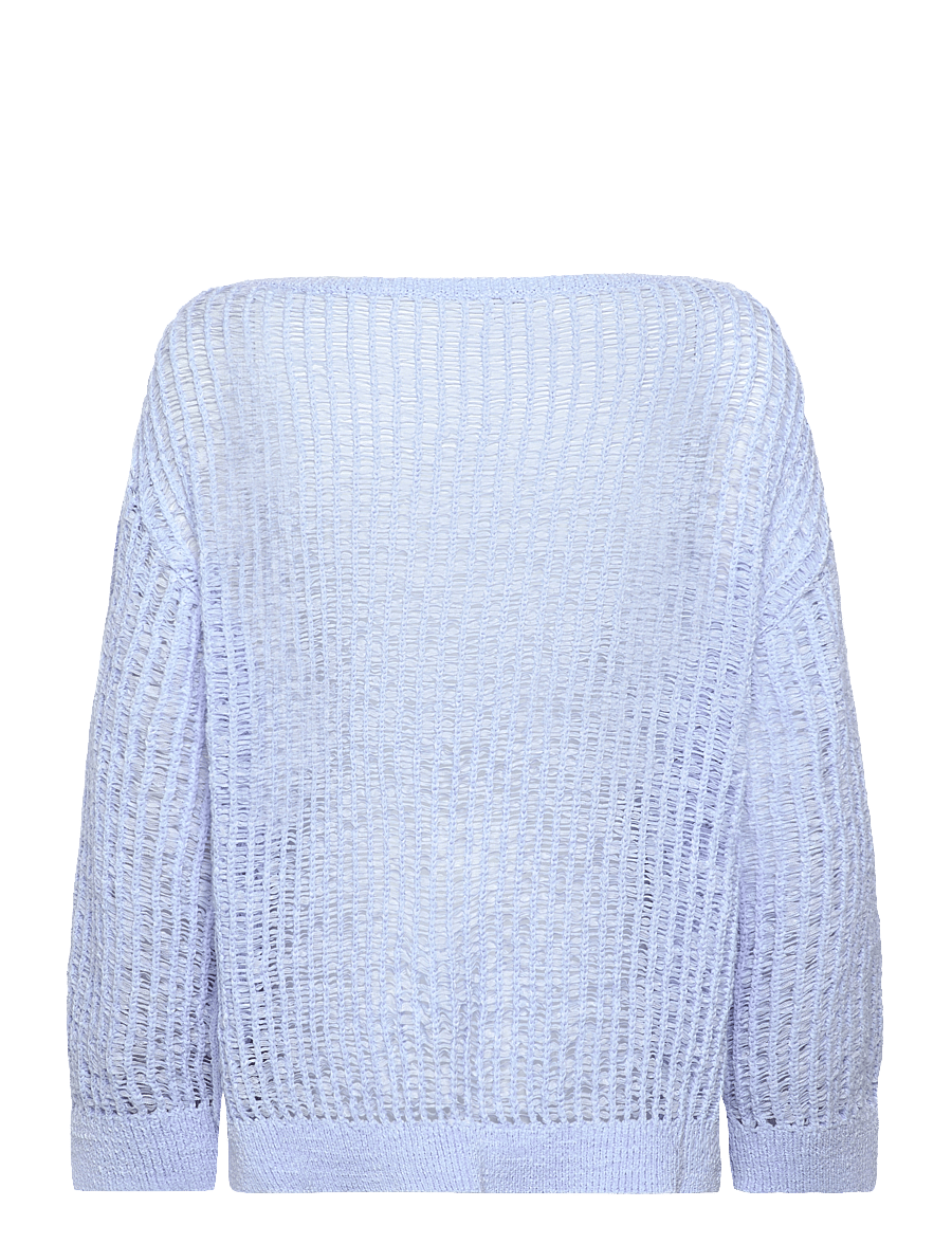 Monki - Loose Open-Knit Side Slit Sweater - pullover - blue light - 1